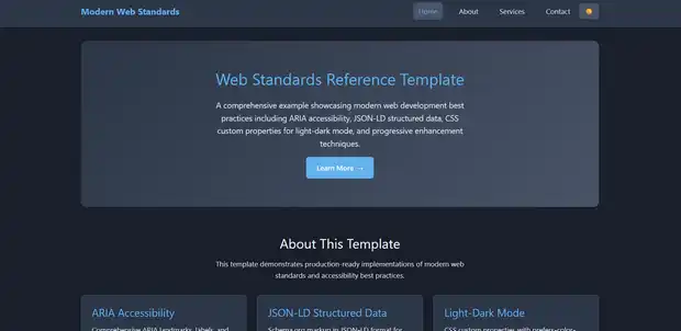 Example responsive  website layout with web standards